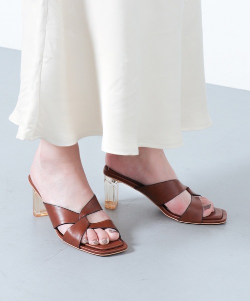 【EVOL】クロスデザインクリアヒールサンダル IW5413