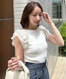 ギャザーフリルコンビノースリカットソー