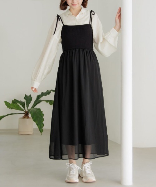 flower（フラワー）の「バレエシフォンワンピース（ワンピース・レディース・アイボリー/ブラック・FREE）」の2枚目の写真