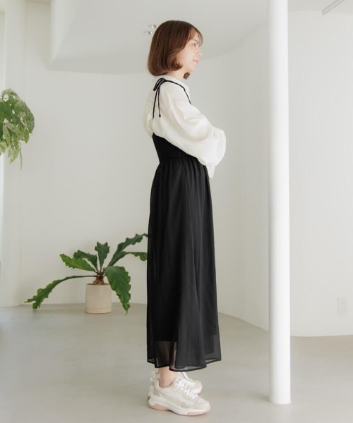 flower（フラワー）の「バレエシフォンワンピース（ワンピース・レディース・アイボリー/ブラック・FREE）」の4枚目の写真