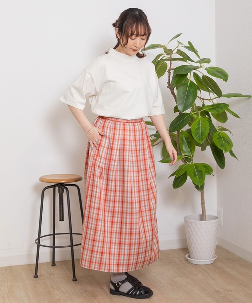 POU DOU DOU（プードゥドゥ）の「チェックタックスカート（スカート・レディース・グリーン/グレー/オレンジ・3）」の10枚目の写真