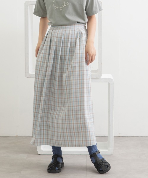 POU DOU DOU（プードゥドゥ）の「チェックタックスカート（スカート・レディース・グリーン/グレー/オレンジ・3）」の14枚目の写真