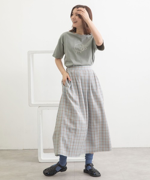 POU DOU DOU（プードゥドゥ）の「チェックタックスカート（スカート・レディース・グリーン/グレー/オレンジ・3）」の18枚目の写真