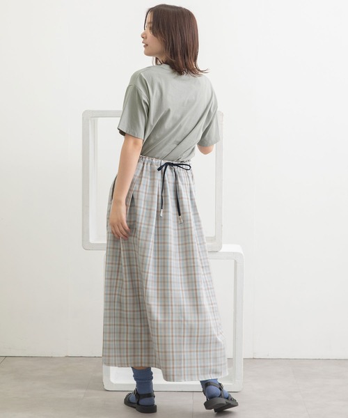 POU DOU DOU（プードゥドゥ）の「チェックタックスカート（スカート・レディース・グリーン/グレー/オレンジ・3）」の20枚目の写真