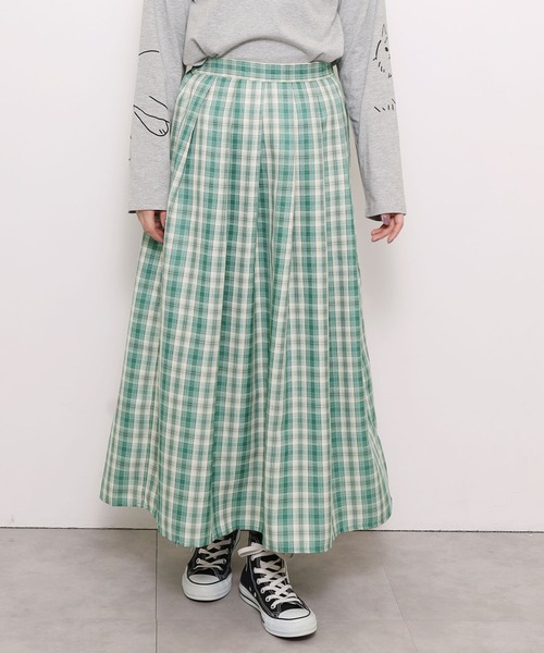 POU DOU DOU（プードゥドゥ）の「チェックタックスカート（スカート・レディース・グリーン/グレー/オレンジ・3）」の22枚目の写真