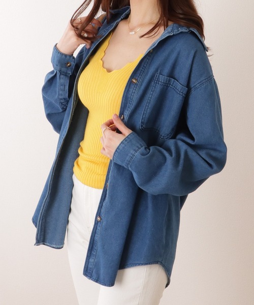 Lace Ladies(レースレディース)の「ポケット付き デニム オーバー シャツ ジャケット(デニムジャケット・レディース・ライトブルー/ブルー・S/XL/M)」の12枚目の写真