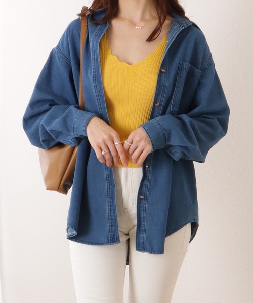 Lace Ladies(レースレディース)の「ポケット付き デニム オーバー シャツ ジャケット(デニムジャケット・レディース・ライトブルー/ブルー・S/XL/M)」の19枚目の写真