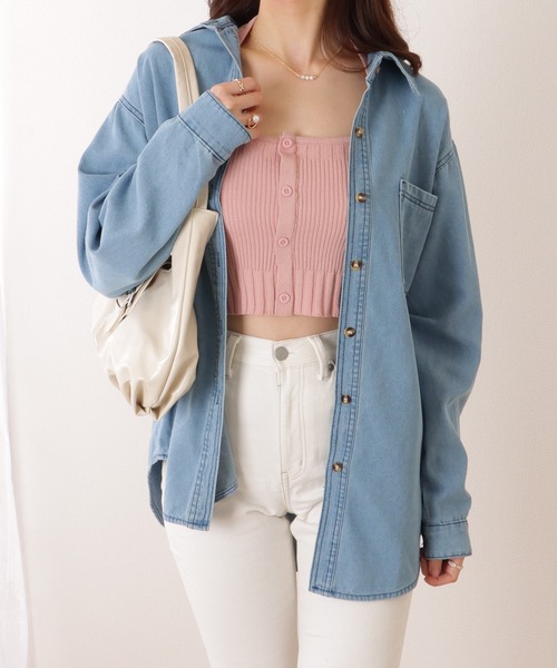 Lace Ladies(レースレディース)の「ポケット付き デニム オーバー シャツ ジャケット(デニムジャケット・レディース・ライトブルー/ブルー・S/XL/M)」の18枚目の写真