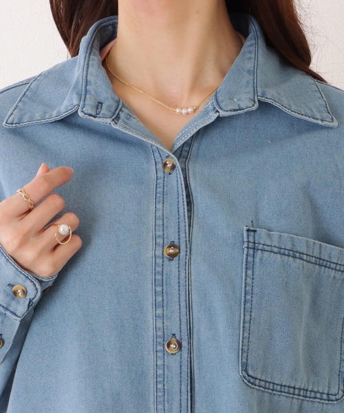 Lace Ladies(レースレディース)の「ポケット付き デニム オーバー シャツ ジャケット(デニムジャケット・レディース・ライトブルー/ブルー・S/XL/M)」の20枚目の写真