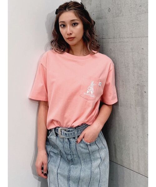 GYDA（ジェイダ）の「【WEB限定】PET PEEVE BUNNYポケットTシャツ（Tシャツ/カットソー・レディース・ピンク/ミント/ブラック/オフホワイト・FREE）」の7枚目の写真