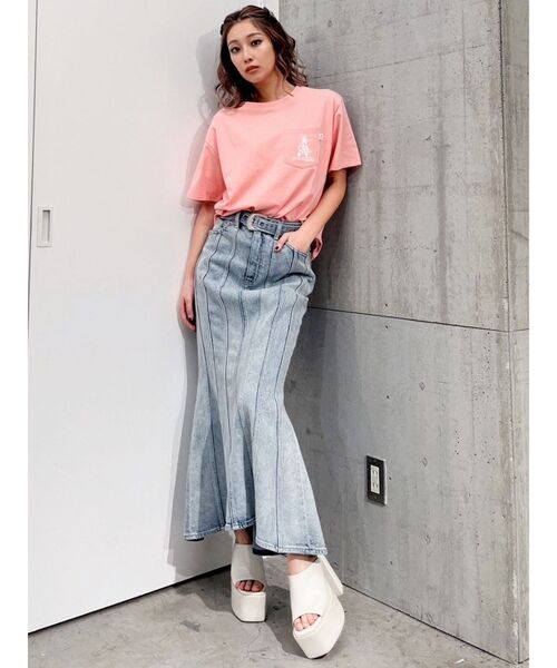GYDA（ジェイダ）の「【WEB限定】PET PEEVE BUNNYポケットTシャツ（Tシャツ/カットソー・レディース・ピンク/ミント/ブラック/オフホワイト・FREE）」の11枚目の写真