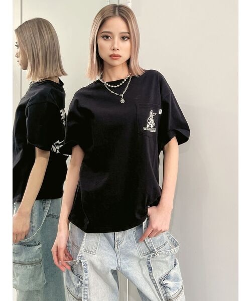 GYDA（ジェイダ）の「【WEB限定】PET PEEVE BUNNYポケットTシャツ（Tシャツ/カットソー・レディース・ピンク/ミント/ブラック/オフホワイト・FREE）」の20枚目の写真