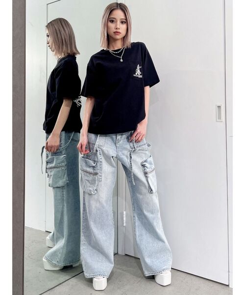 GYDA（ジェイダ）の「【WEB限定】PET PEEVE BUNNYポケットTシャツ（Tシャツ/カットソー・レディース・ピンク/ミント/ブラック/オフホワイト・FREE）」の21枚目の写真