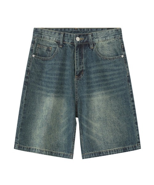Ressaca（レサーカ）の「ユーズド加工 ワイドデニムショートパンツ（デニムパンツ・メンズ・ライトグレー/ダークインディゴブルー/インディゴブルー/ライトインディゴブルー・M/XL/L）」の12枚目の写真