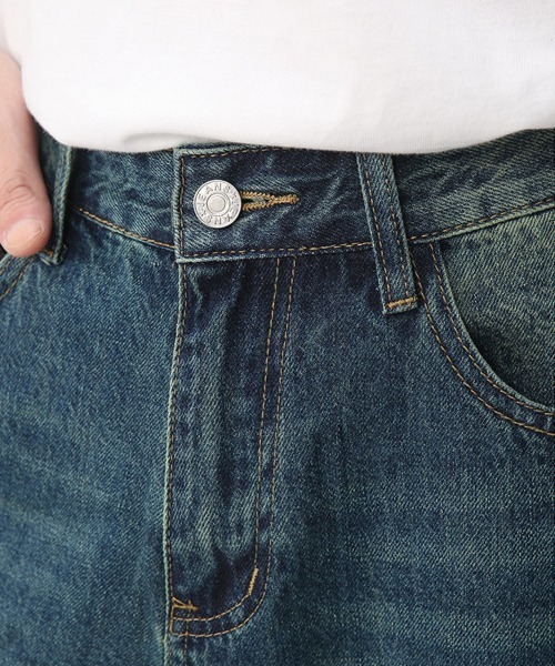 Ressaca（レサーカ）の「ユーズド加工 ワイドデニムショートパンツ（デニムパンツ・メンズ・ライトグレー/ダークインディゴブルー/インディゴブルー/ライトインディゴブルー・M/XL/L）」の10枚目の写真