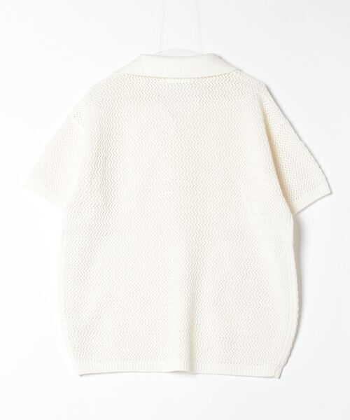 Chikashitsu +（チカシツプラス）の「ストリートファッション Chikashitsu + チカシツプラス summer mesh knit polo オーバーサイズ サマーニット メッシュポロ ニットポロシャツ 半袖ポロシャツ 半袖ニット 半袖トップス 韓国ファッション 韓国ストリート（ポロシャツ・メンズ・ベージュ/グレー/ブルー/ブラック・ONE SIZE）」の5枚目の写真