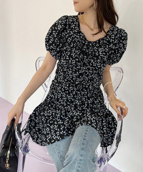 one after another NICE CLAUP(ワンアフターアナザーナイスクラップ)の「ドロストチュニックワンピース(チュニック・レディース・ブラック系その他/ホワイト系その他/サックスブルー・FREE)」の3枚目の写真