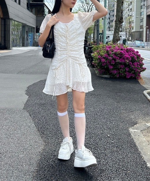 one after another NICE CLAUP(ワンアフターアナザーナイスクラップ)の「ドロストチュニックワンピース(チュニック・レディース・ブラック系その他/ホワイト系その他/サックスブルー・FREE)」の17枚目の写真