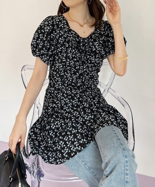 one after another NICE CLAUP(ワンアフターアナザーナイスクラップ)の「ドロストチュニックワンピース(チュニック・レディース・ブラック系その他/ホワイト系その他/サックスブルー・FREE)」の12枚目の写真