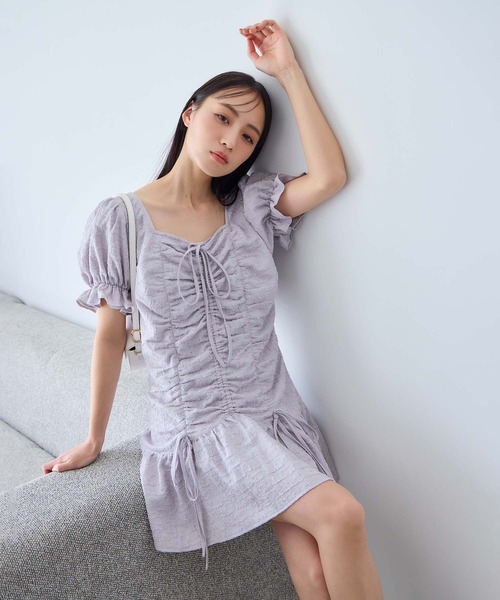 one after another NICE CLAUP(ワンアフターアナザーナイスクラップ)の「ドロストチュニックワンピース(チュニック・レディース・ブラック系その他/ホワイト系その他/サックスブルー・FREE)」の19枚目の写真