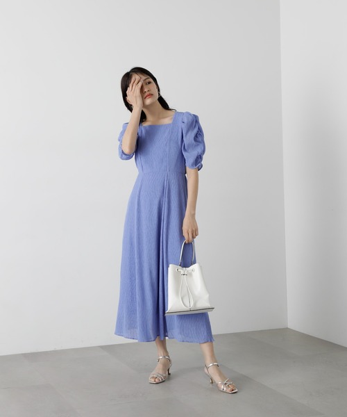 N.(N. Natural Beauty Basic)(エヌエヌナチュラルビューティーベーシック)の「◆【S Size Line】楊柳スクエアネックワンピース(ワンピース・レディース・ブラック系その他/ブルー・MEDIUM/SMALL)」の12枚目の写真