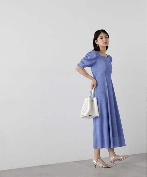 N.(N. Natural Beauty Basic)(エヌエヌナチュラルビューティーベーシック)の「◆【S Size Line】楊柳スクエアネックワンピース(ワンピース・レディース・ブラック系その他/ブルー・MEDIUM/SMALL)」の13枚目の写真