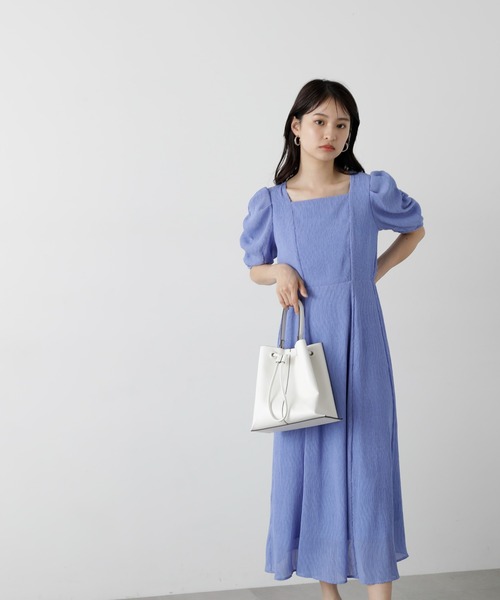 N.(N. Natural Beauty Basic)(エヌエヌナチュラルビューティーベーシック)の「◆【S Size Line】楊柳スクエアネックワンピース(ワンピース・レディース・ブラック系その他/ブルー・MEDIUM/SMALL)」の17枚目の写真