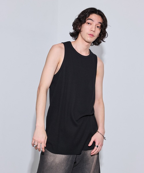 JUNRED（ジュンレッド）の「ルーズワッフルノースリーブ（タンクトップ・メンズ・ブラック/ホワイト・M/L/S）」の3枚目の写真
