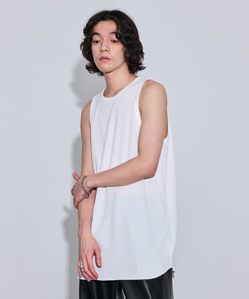 JUNRED（ジュンレッド）の「ルーズワッフルノースリーブ（タンクトップ・メンズ・ブラック/ホワイト・M/L/S）」の5枚目の写真