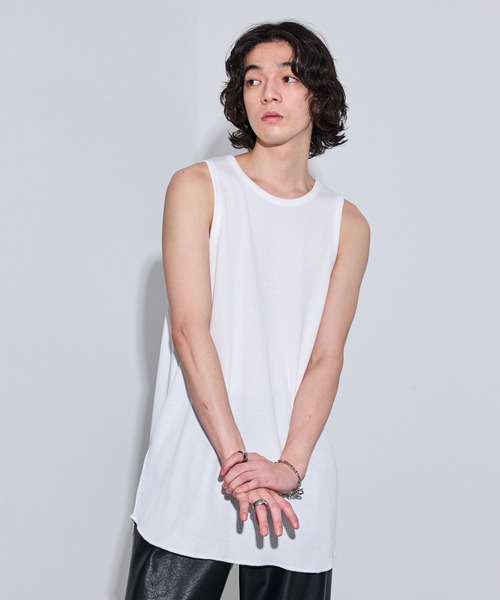 JUNRED（ジュンレッド）の「ルーズワッフルノースリーブ（タンクトップ・メンズ・ブラック/ホワイト・M/L/S）」の6枚目の写真