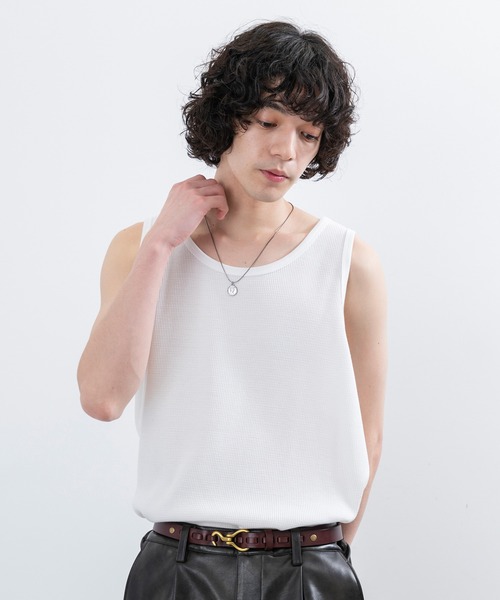 JUNRED（ジュンレッド）の「ルーズワッフルノースリーブ（タンクトップ・メンズ・ブラック/ホワイト・M/L/S）」の20枚目の写真