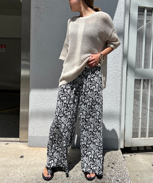 LBC（エルビーシー）の「プリントイージープリーツパンツ（その他パンツ・レディース・オフホワイト/ブラック/グリーン・M）」の7枚目の写真