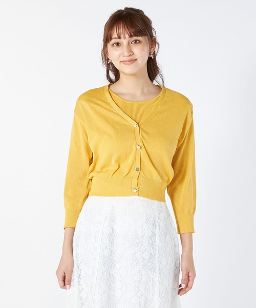 LAISSE PASSE（レッセパッセ）の「Vネックカーディガンアンサンブル（アンサンブル・レディース・ライトブルー/イエロー/アイボリー/スモークピンク・MEDIUM）」の7枚目の写真
