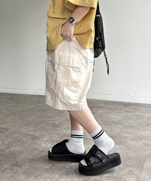 CPCM（シーピーシーエム）の「ツイルカーゴショーツ（カーゴパンツ・レディース・グレー/カーキ/アイボリー/ブラック・FREE）」の7枚目の写真