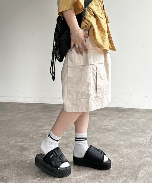 CPCM（シーピーシーエム）の「ツイルカーゴショーツ（カーゴパンツ・レディース・グレー/カーキ/アイボリー/ブラック・FREE）」の11枚目の写真