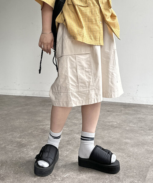 CPCM（シーピーシーエム）の「ツイルカーゴショーツ（カーゴパンツ・レディース・グレー/カーキ/アイボリー/ブラック・FREE）」の12枚目の写真