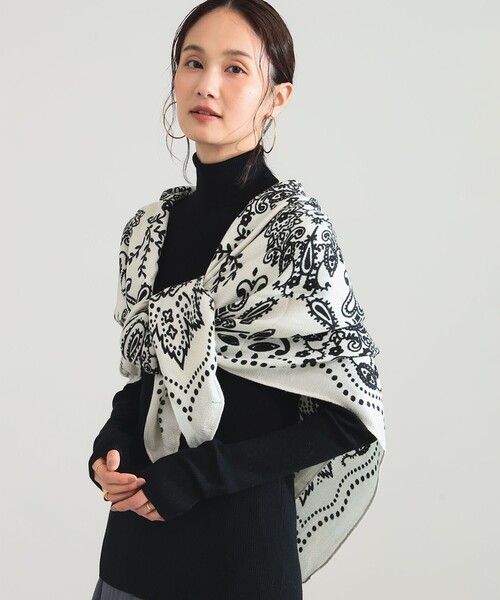 Demi-Luxe BEAMS(デミルクス ビームス)の「manipuri / バンダナ ストール(ストール/ショール・レディース・オフホワイト/ブラック・ONE SIZE)」の3枚目の写真