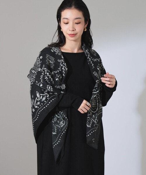 Demi-Luxe BEAMS(デミルクス ビームス)の「manipuri / バンダナ ストール(ストール/ショール・レディース・オフホワイト/ブラック・ONE SIZE)」の6枚目の写真