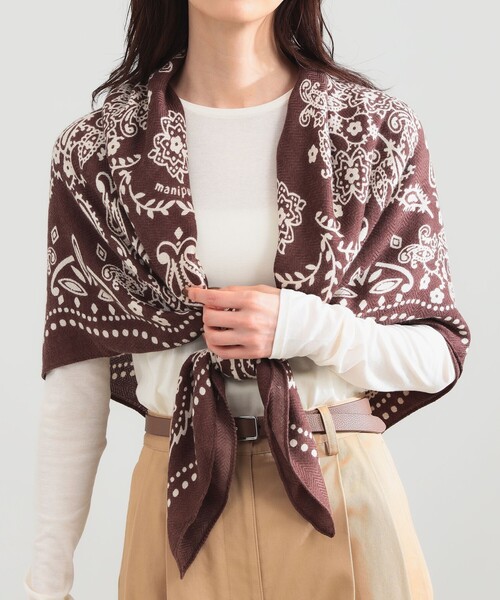 Demi-Luxe BEAMS(デミルクス ビームス)の「manipuri / バンダナ ストール(ストール/ショール・レディース・オフホワイト/ブラック・ONE SIZE)」の7枚目の写真