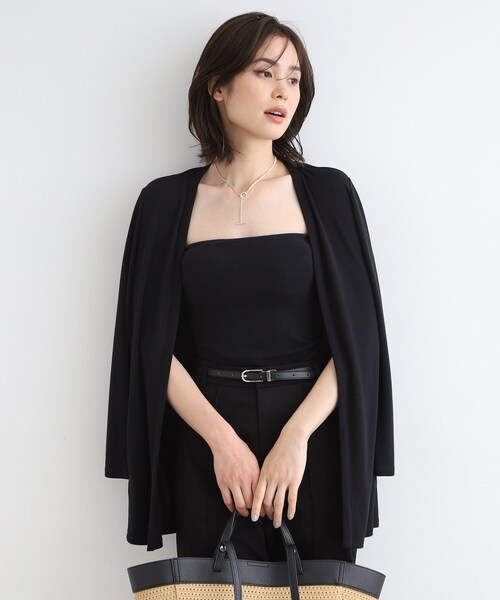 INDIVI（インディヴィ）の「【UVケア／接触冷感／洗える】とろみジャージカーディガン（カーディガン/ボレロ・レディース・ブラック/ホワイト/ネイビー系5/ブラック系5/ライトグレー系5・40/38/05/13/15 /19）」の4枚目の写真