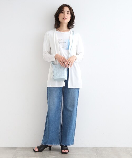 INDIVI（インディヴィ）の「【UVケア／接触冷感／洗える】とろみジャージカーディガン（カーディガン/ボレロ・レディース・ブラック/ホワイト/ネイビー系5/ブラック系5/ライトグレー系5・40/38/05/13/15 /19）」の9枚目の写真