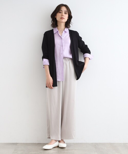 INDIVI（インディヴィ）の「【UVケア／接触冷感／洗える】とろみジャージカーディガン（カーディガン/ボレロ・レディース・ブラック/ホワイト/ネイビー系5/ブラック系5/ライトグレー系5・40/38/05/13/15 /19）」の13枚目の写真