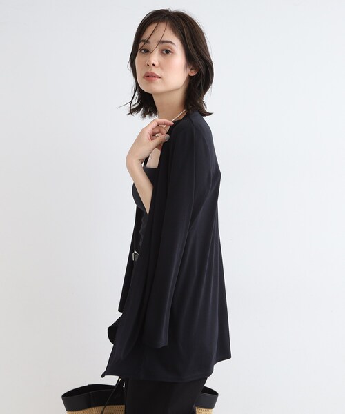 INDIVI（インディヴィ）の「【UVケア／接触冷感／洗える】とろみジャージカーディガン（カーディガン/ボレロ・レディース・ブラック/ホワイト/ネイビー系5/ブラック系5/ライトグレー系5・40/38/05/13/15 /19）」の19枚目の写真