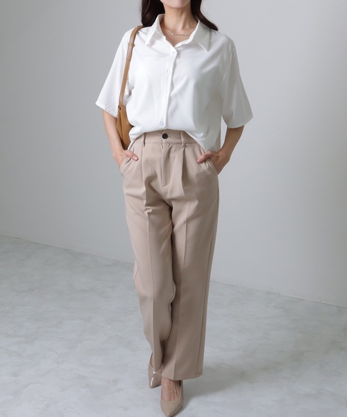 Lace Ladies(レースレディース)の「ソリッドカラー ベーシック 半袖 前開き ブラウス(シャツ/ブラウス・レディース・ブルー/ミント/ホワイト・S/M/XL)」の19枚目の写真
