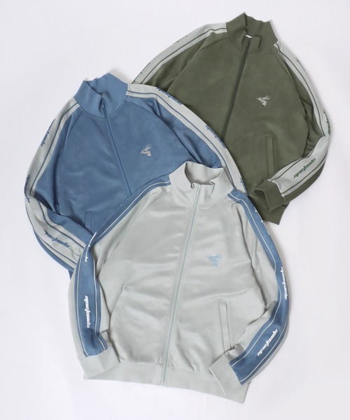 Salong hameu(サロン ハミュー)の「別注 蜂さんワンポイント刺繍 フェイクスエードサイドライントラックジャケット メンズ レディース ユニセックス/ジップアップジャケット(ジャージ・メンズ・ブルー/カーキ/ライトグレー・M/L)」の15枚目の写真