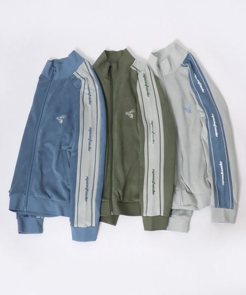 Salong hameu(サロン ハミュー)の「別注 蜂さんワンポイント刺繍 フェイクスエードサイドライントラックジャケット メンズ レディース ユニセックス/ジップアップジャケット(ジャージ・メンズ・ブルー/カーキ/ライトグレー・M/L)」の14枚目の写真