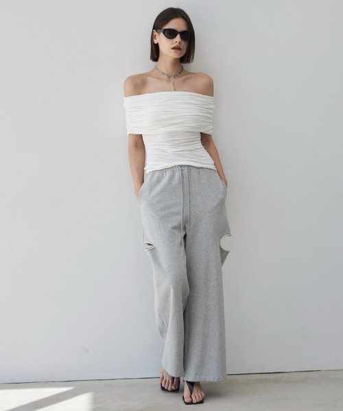 tシャツ GATHER OFF SHOULDER TOPS/ギャザーオフショルダートップス レディース JOSE MOON（ジョゼムーン）の「GATHER OFF SHOULDER TOPS