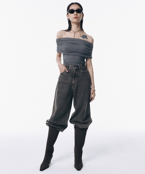 セール】GATHER OFF SHOULDER TOPS/ギャザーオフショルダートップス（T