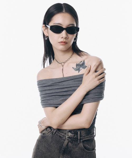 JOSE MOON（ジョゼムーン）の「GATHER OFF SHOULDER TOPS/ギャザーオフショルダートップス（Tシャツ/カットソー・レディース・ホワイト/グレー/ブラック・FREE）」の14枚目の写真