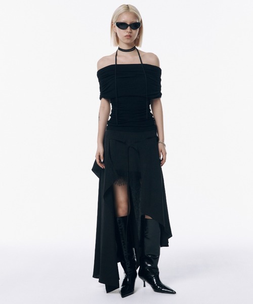 トップス JOSE MOON GATHER OFFSHOULDER LONG TOPS セール】GATHER OFF SHOULDER TOPS/ギャザーオフショルダートップス（T